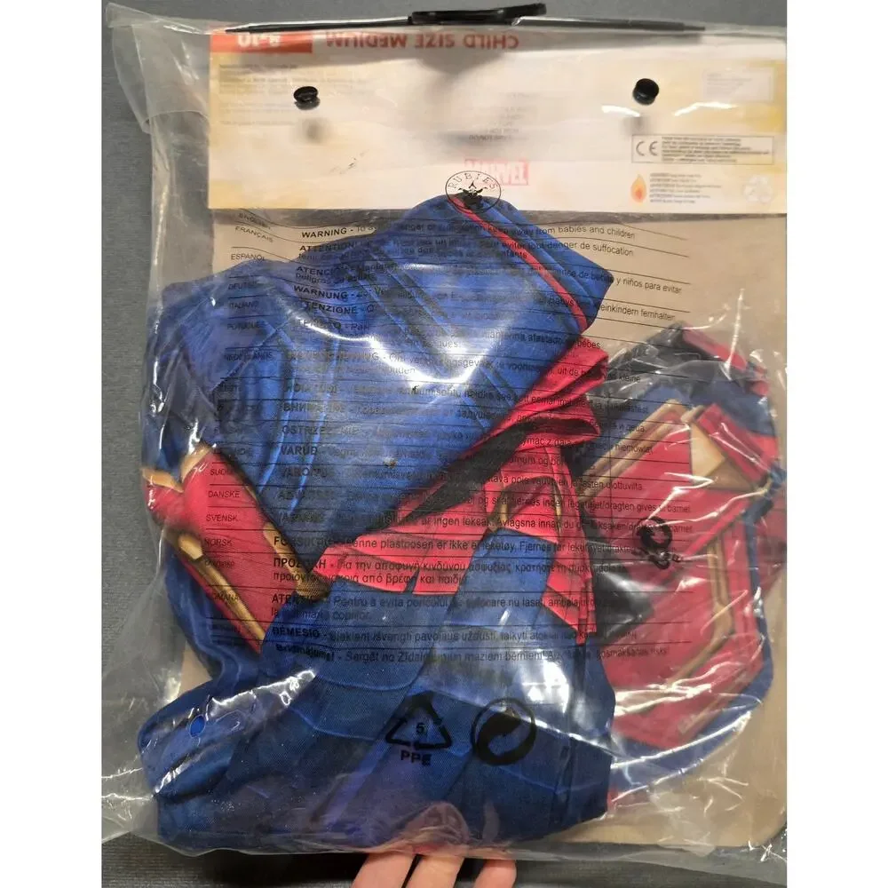 Marvel Captain Marvel Childs Costume Medium 8-10 Rubies NWT